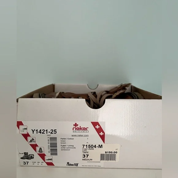 New Rieker Chestnut Brown Lace-Up Women's Boots - Picture 6 of 6